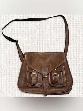 Komal Chaudhari Brown Leather Satchel Messenger Bag